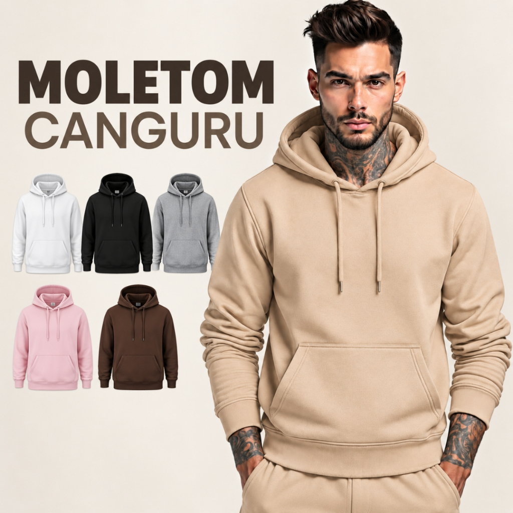 Moletom Canguru Capuz Capote Unissex Liso - MARCA