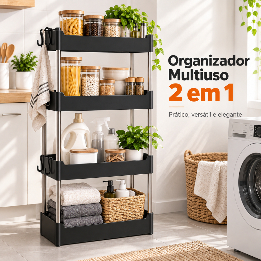 Prateleira Estante Organizadora Multiuso 4 Andares Modular Plástico Casa Quarto Cozinha Lavanderia