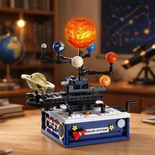 Blocos de Montar Sistema Solar Giratório com Luz BRASTOY, 775 Peças Brinquedo Educativo de Astronomia Infantil