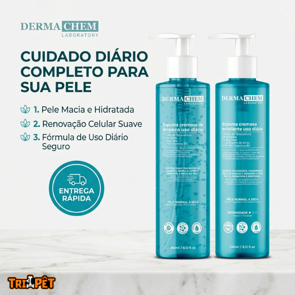 Espuma Cremosa de Limpeza Facial 240ml Hidratação e Maciez da Pele Com Aloe Vera Dermachem