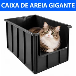 Caixa De Areia Gato Pet 61 Litros Grande 60x39x31 Empilhável Organizadora Abertura Frontal V Gigante