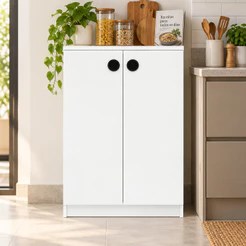 Armário Multiuso Balcão Organizador Cozinha Escritório Lavanderia Sapateira Compacto Moderno 02 Portas e 03 Prateleiras