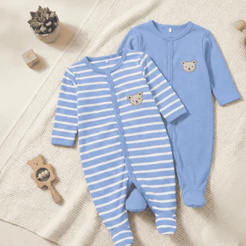 kit com dois macacões bebê menino Kauã Azul Bebê