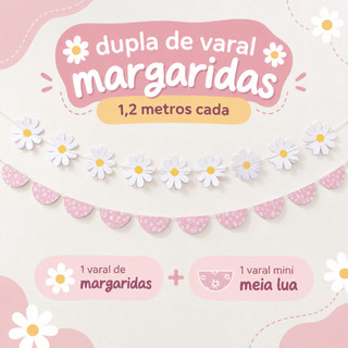 Dupla de Varal decorativo Margaridas/ bandeirolas margaridas/ kit festa infantil margaridas