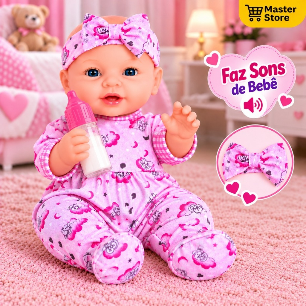 Brinquedo Bebe Pepita Faz Sons De Bebe Boneca que Fala e Chora Papai Mamãe Tipo Bebe Reborn