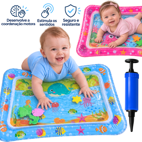 Tapete Infantil de Água Inflável para Bebê Sensorial Coordenação Motora Brinquedo Educativo