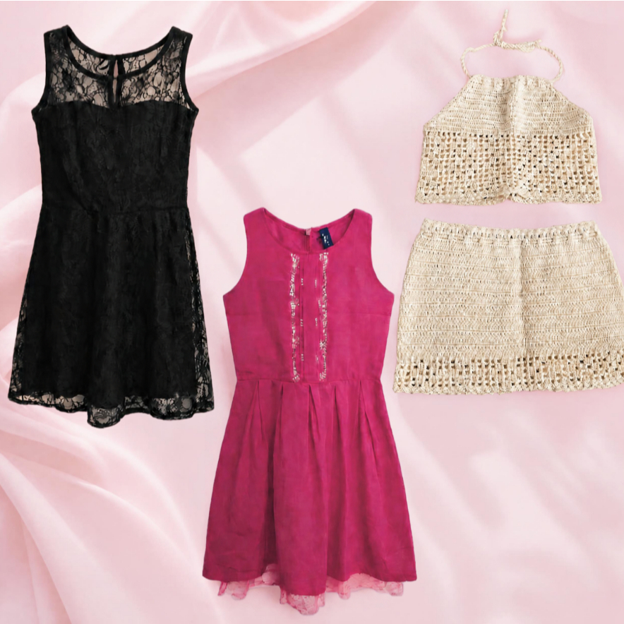 Vestidos e Conjunto Infantil Vários Modelos Rosa Preto Bege Feminino
