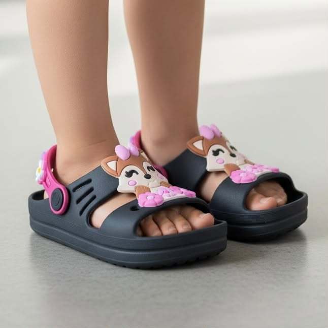 Babuch Infantil Menina com Personagem Rosa Sandália Papete Confortável 21/22 ao 27/28
