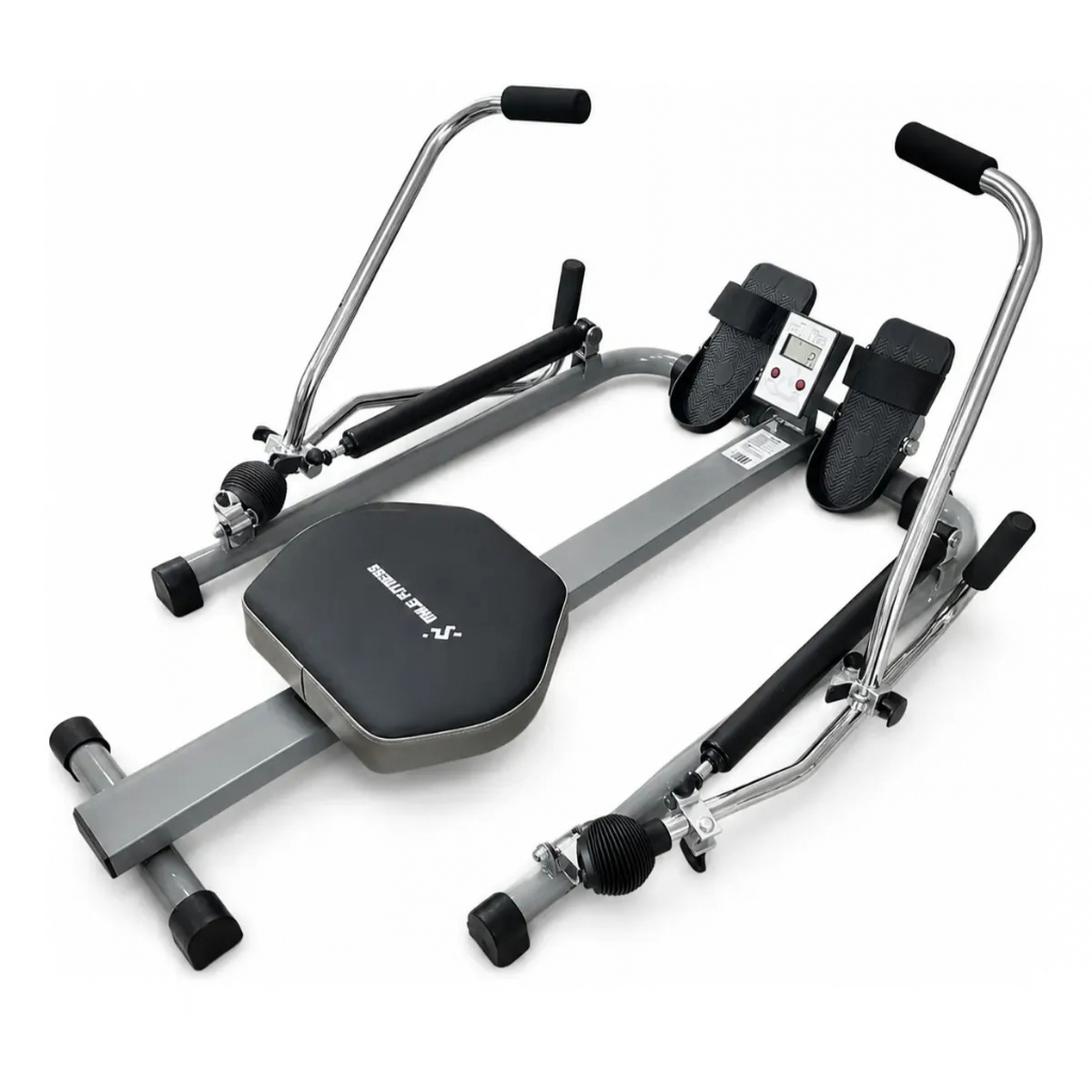 Máquina de Remo Simulador Hidráulico Duplo Monitor Lcd Mile Fitness Aparelhos de Musculação em Casa