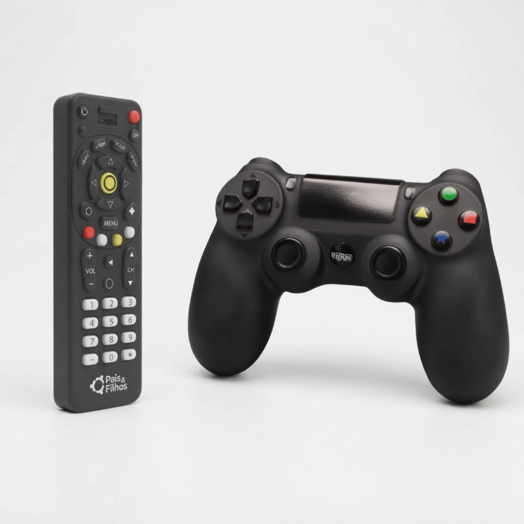 Kit  2 Mordedores Infantis | Controle Remoto + Controle Videogame Dican