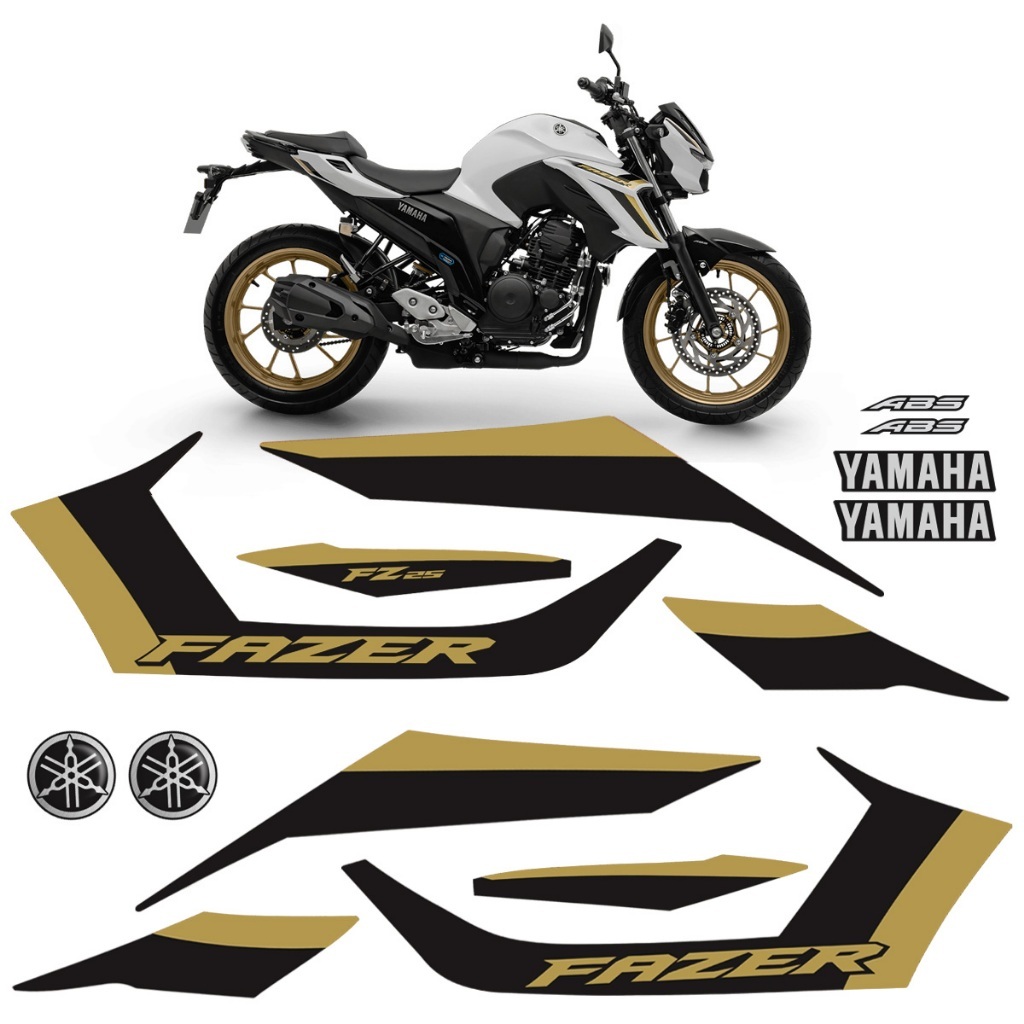 Adesivos Para Yamaha Fazer 250 FZ25 2025 Moto Branca + Logos