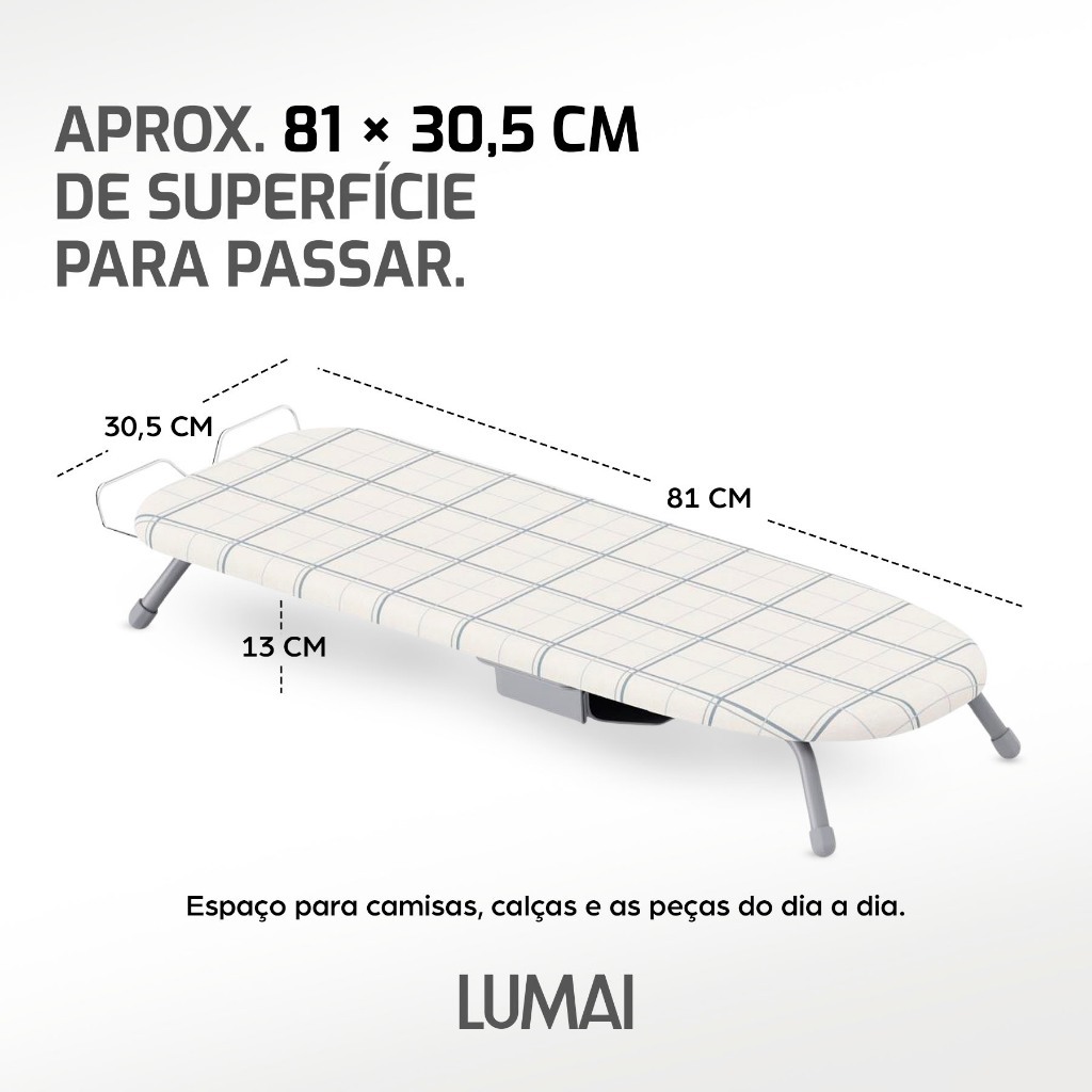 LUMAI Tábua de Passar Roupa Ferro de Mesa Passadeira Oxford Portátil Dobrável com Suporte para Ferro · foto 2