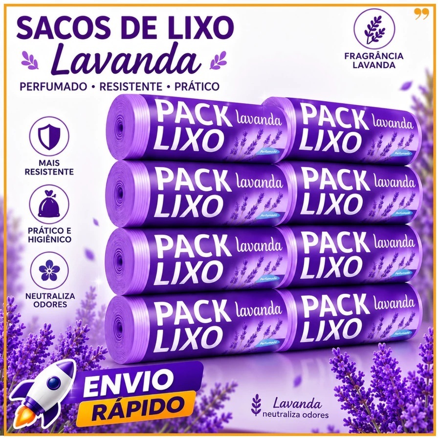 Kit Saco de lixo Perfumado lavanda Pia e Banheiro Neutraliza Odores cheiroso