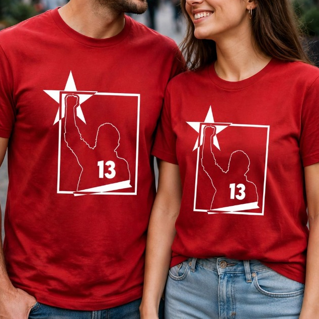 1 Peça Camiseta Basica Casual Vermelha Manga Curta Algodão Tradicional Brasileira 13 Povo Brasileiro Turno Outubro