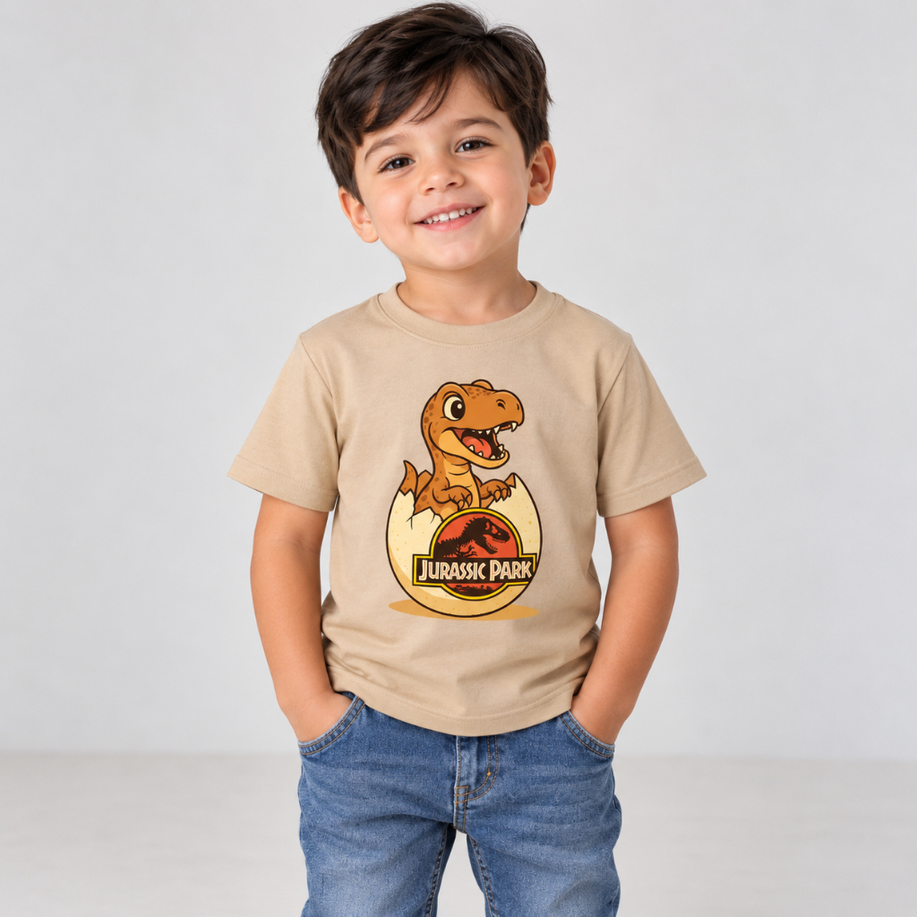 Camiseta Infantil Masculina Estampada Ovo De Dinossauro Qualidade Premium