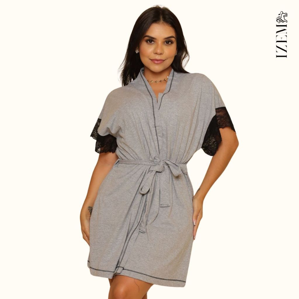 Robe Feminino Malha de Algodão Gestante Amamentar