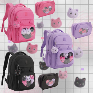 2027 Nova Kit Mochila Ita Bag Juvenil Feminina || Mochila Escolar com Chaveiro de Pelúcia + Estojo Box MF8250