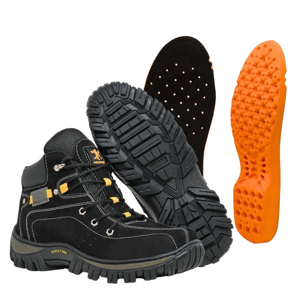 Bota Botina Adventure Coturno Masculino Couro Com Palmilha Gel