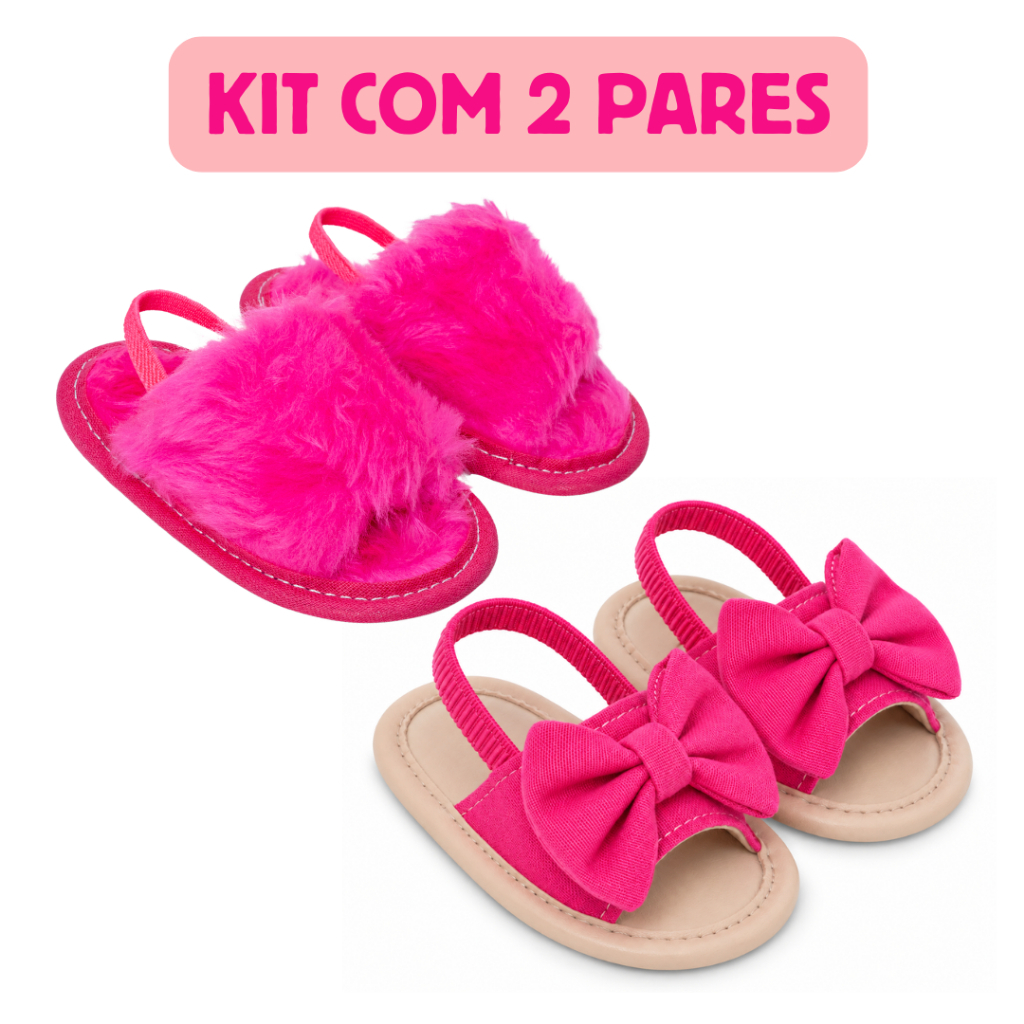 Kit Sandália + Chinelo para Bebê e Infantil Menina