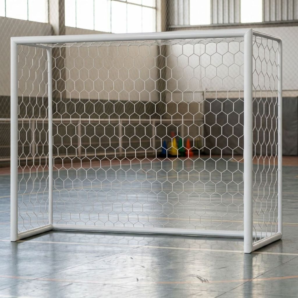Par de Rede de Futebol Salão Colméia Fio 6mm Seda Caixote
