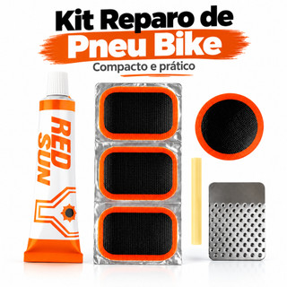 Kit Reparo Bike para Pneu de Bicicleta com 8 Peças, Cola, Patches e Lixa Metálica