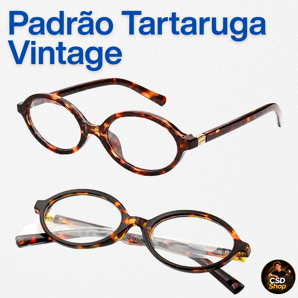 Óculos Armação de Grau Oval Feminino Tartaruga Vintage — imagem 2 de 2