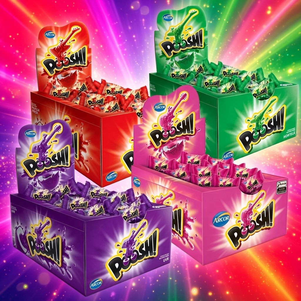 Kit C/4 Caixas de Chicletes Poosh Sabores Sortido