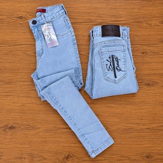 Calça Jeans Sal E Pimenta Calça Com Elastano Feminina Cós Alto Cintura Alta
