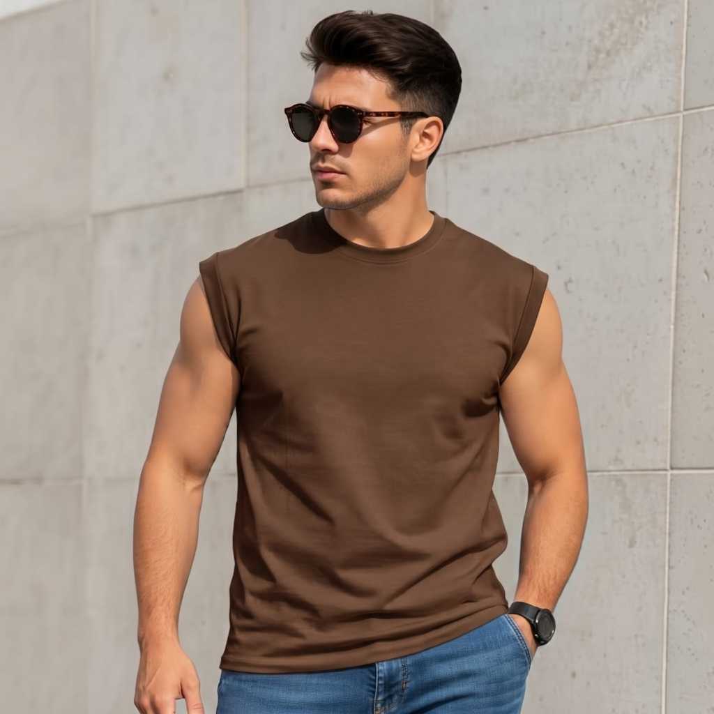 Camiseta Regata Cavada Oversized Masculina Básica Algodão Fitness Academia Casual Verão 100% Algodão