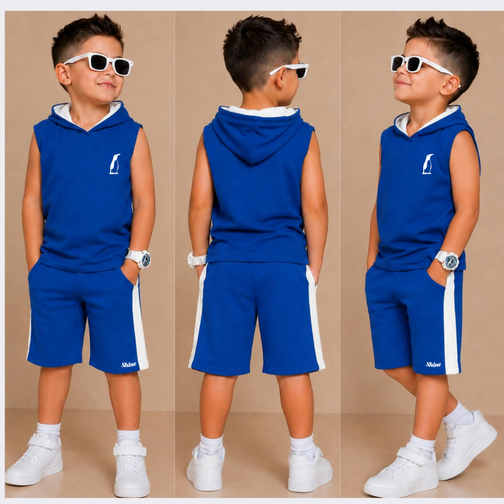 Conjunto de Menino Infantil Juvenil Roupa Lançamento Blusa 100% Algodão + Bermuda Moletinho