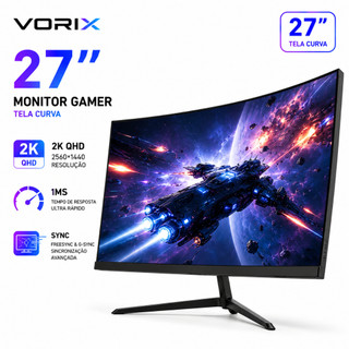 Monitor Gamer Curvo 27 Polegadas Alto-falante embutido180Hz 1ms Painel IPS com FreeSync…