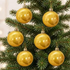 Bola de Natal em Tubo - Perolado Ouro - 6cm - 6 unidades - Cromus - Rizzo | Decoração árvore