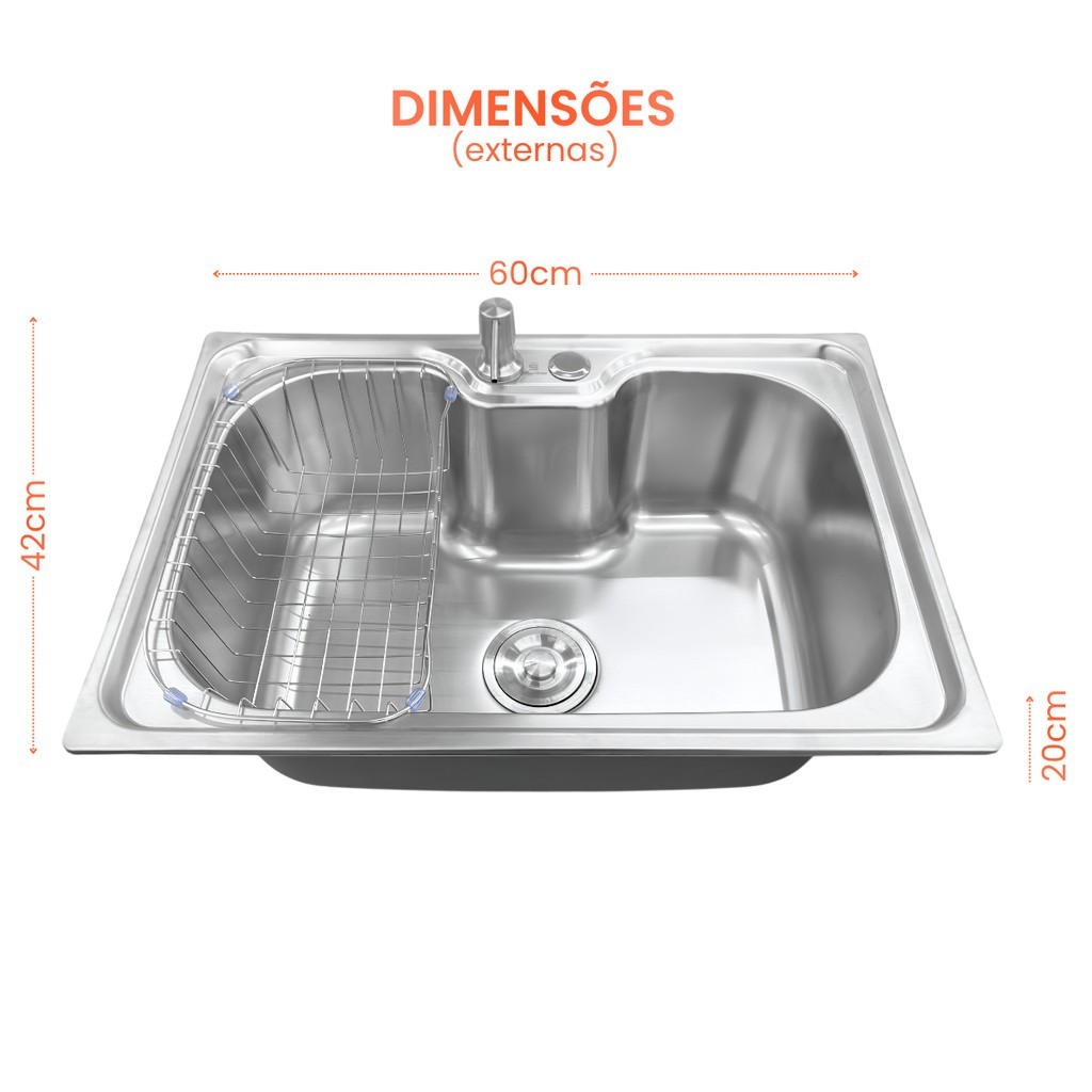 Cuba Gourmet Inox 201 Cozinha Pia 60x42 Completa Comprar Kit Com Acessórios — imagem 2 de 2