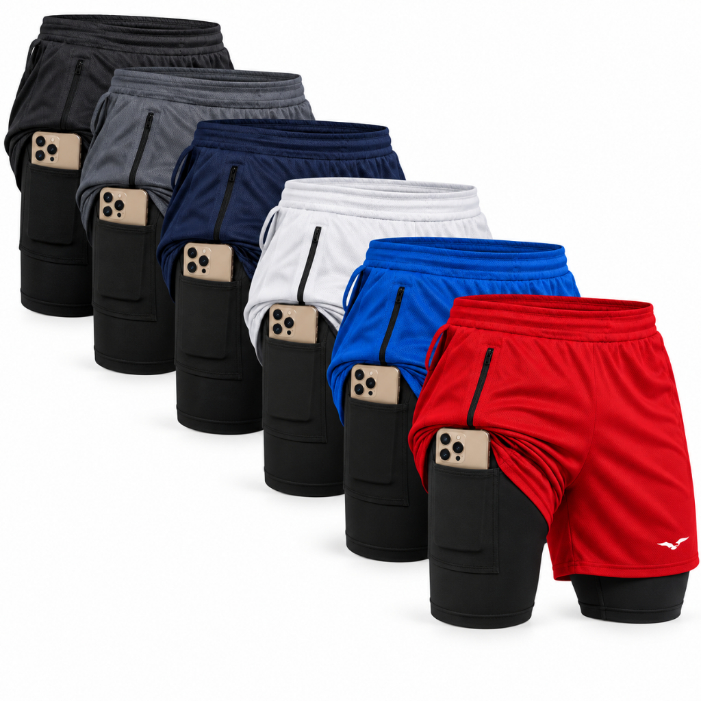 Short Masculino Esportivo Bermuda Compressão com Bolso Corrida Treino Academia
