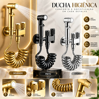 KIT Banheiro Ducha Higiênica Duas Saídas De 1/2 Mm Com Registro Conjunto De Pulverizador ES