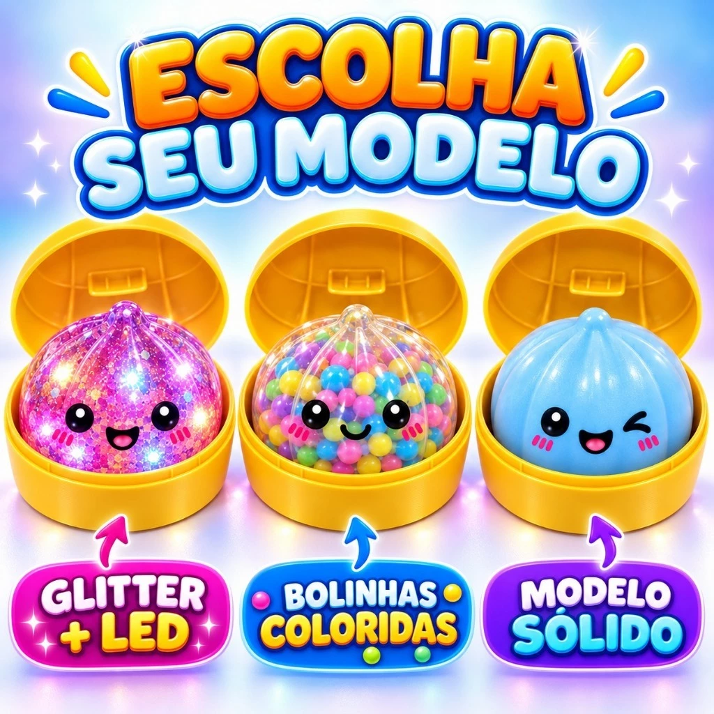 Squishy Bolinho Dumpling Raro Brilhante Glitter Led 9cm Anti Estresse Pãozinho Baozi — imagem 1