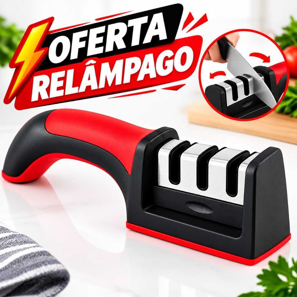Amolador Afiador De Facas Em Aço Inox Com 3 Afiadores