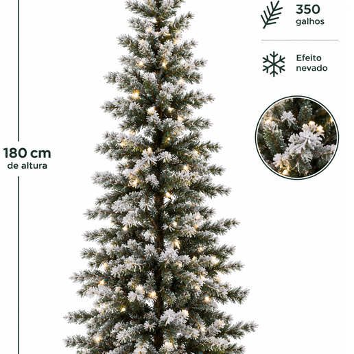 Árvore de Natal Nevada 180cm 350 Galhos Pinheiro Artificial Efeito Neve 🎄❄️