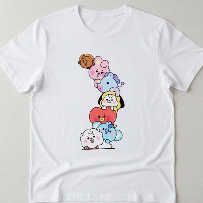 Camiseta BTS ARMY BT21 Kpop Camisa Feminina Estilosa e Infantil  em Algodão confortável para o dia a dia