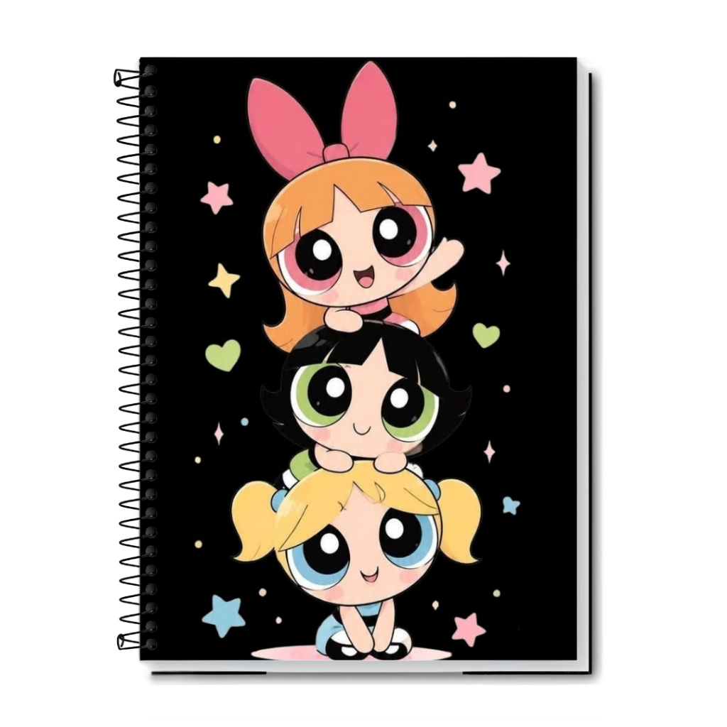Caderno Universitário | Meninas Super Poderosas | Desenho | Capa Dura & Espiral 1,10,15 e 20 Matérias