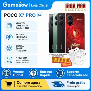 Xiaomi Poco X7 PRO 5G Versão Global, Armazenamento 512GB-256GB + 8GB-12GB RAM, Processador Dimensity 8400-Ultra