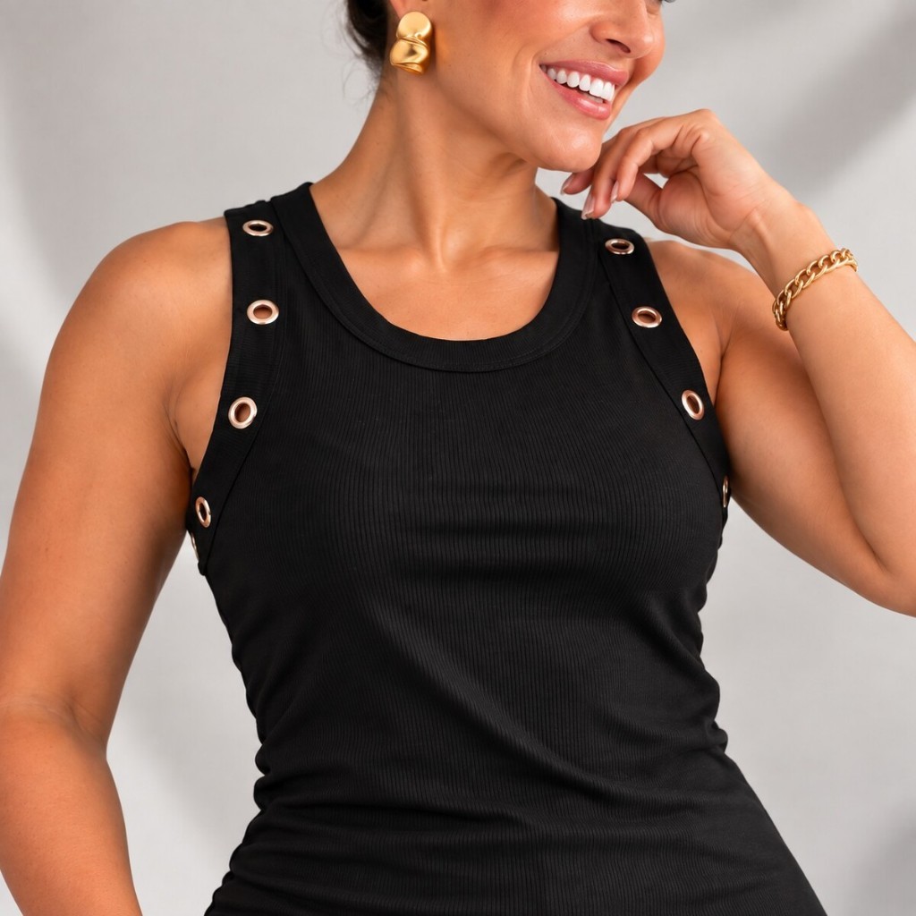 Regata Feminina Básica Canelada Lisa Alça Larga Sem Transparência Blusinha Elegante Casual Moda Blogueira