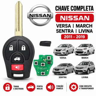 Chave Original Nissan March Completa Com Telecomando E Chip