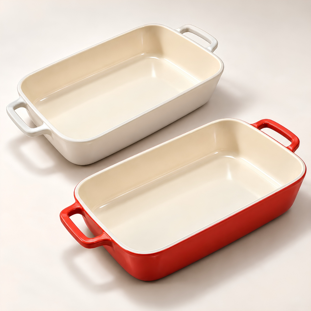 Assadeira Travessa Retangular de Alumínio com Revestimento Cerâmico Antiaderente 24cm e 32cm