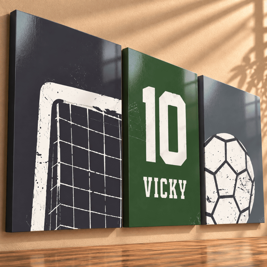 shopee Kit 3 Quadros Decorativos Futebol Personalizado com Nome Camisa 10 Quarto Menino Jogador Bola
