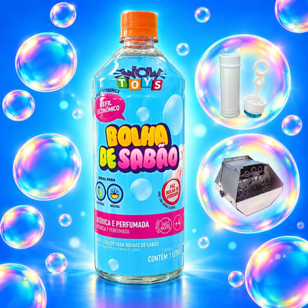 Refil 1L Liquido Bubble WowToys Para Maquina De Fazer Bolhas De Sabão brinquedo Pistola