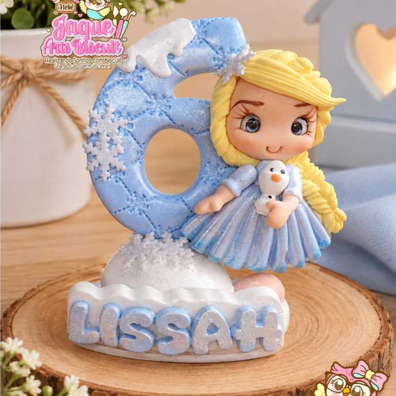 Vela de aniversario topo em biscuit Frozen