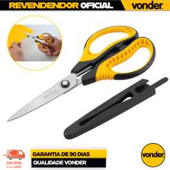 Tesoura Em Aço INOX Multiuso Reta Com Cabo Plástico Com Revestimento Emborrachado-145mm Vonder
