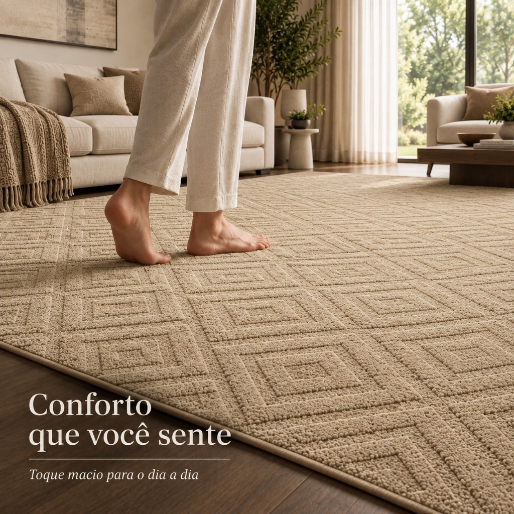 Tapete Grande 2,00x3,00m Geométrico Alto Relevo Premium Macio Antiderrapante Sala Quarto Escritório — imagem 2 de 2
