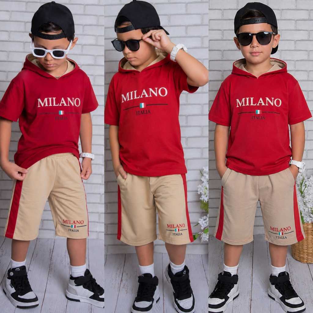 Conjunto de Bermuda e Camiseta Masculino Infantil Juvenil Confortável e Estiloso